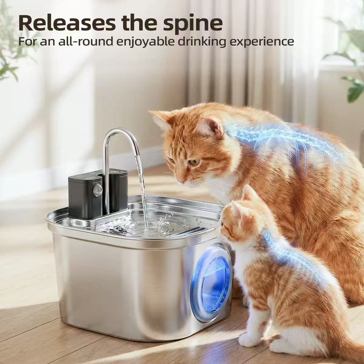 OpenClaw Flow Pro: UV-Sterilized Smart Sensing 304 Stainless Water Fountain (3.2L)