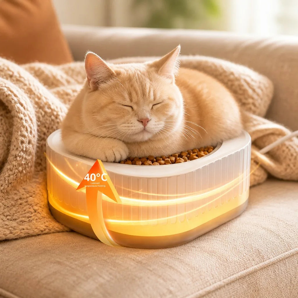 OpenClaw smart pet heating pad with cat lying comfortably on sofa