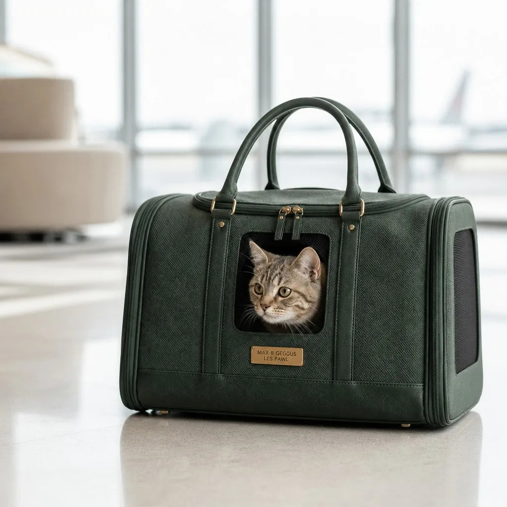 OpenClaw Eco-Travel pet carrier in travel setting with cat peeking out