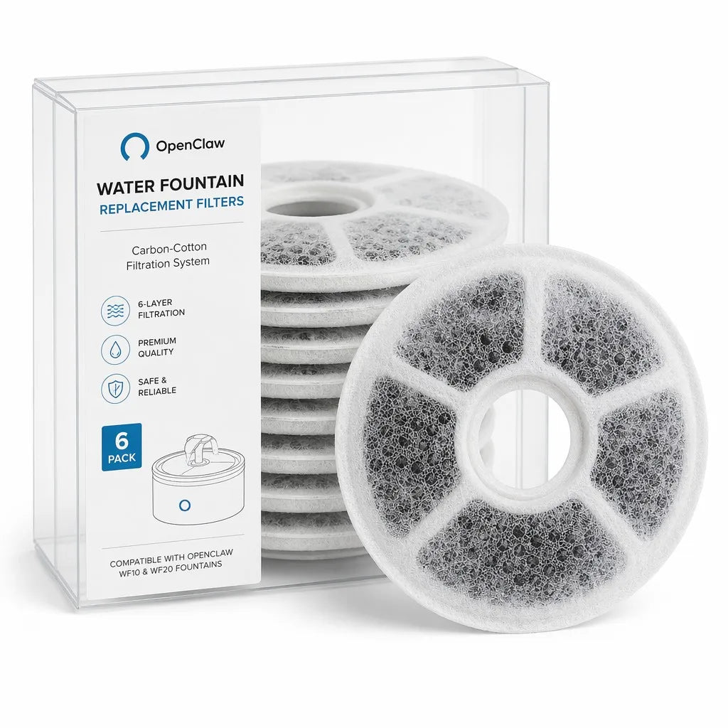 OpenClaw Flow Refresh - 6-Pack Activated Carbon Replacement Filters for Smart Pet Fountain