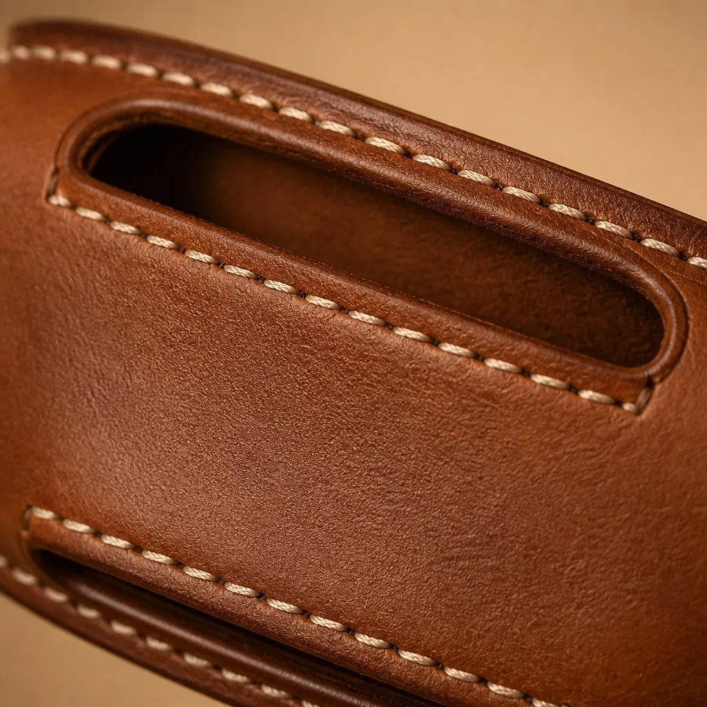 OpenClaw Guardian handcrafted Italian leather grain and stitching macro